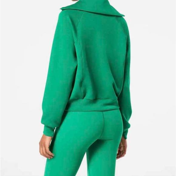 NEW SPANX airessentials half zip sweatshirt in field green - Picture 2 of 3
